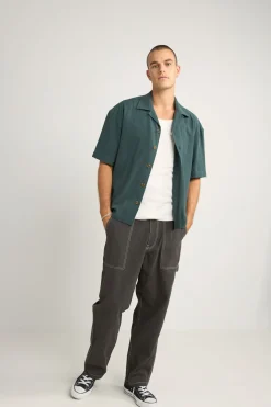 Rhythm Woven Shirts*Relaxed Texture Ss Shirt Teal