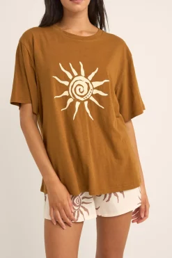 Rhythm T-shirts*Seafarer Oversized T-Shirt Brown