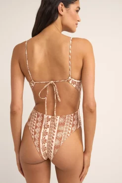 Rhythm One Piece Swim*Seafarer Tie Back Minimal One Piece   Brown