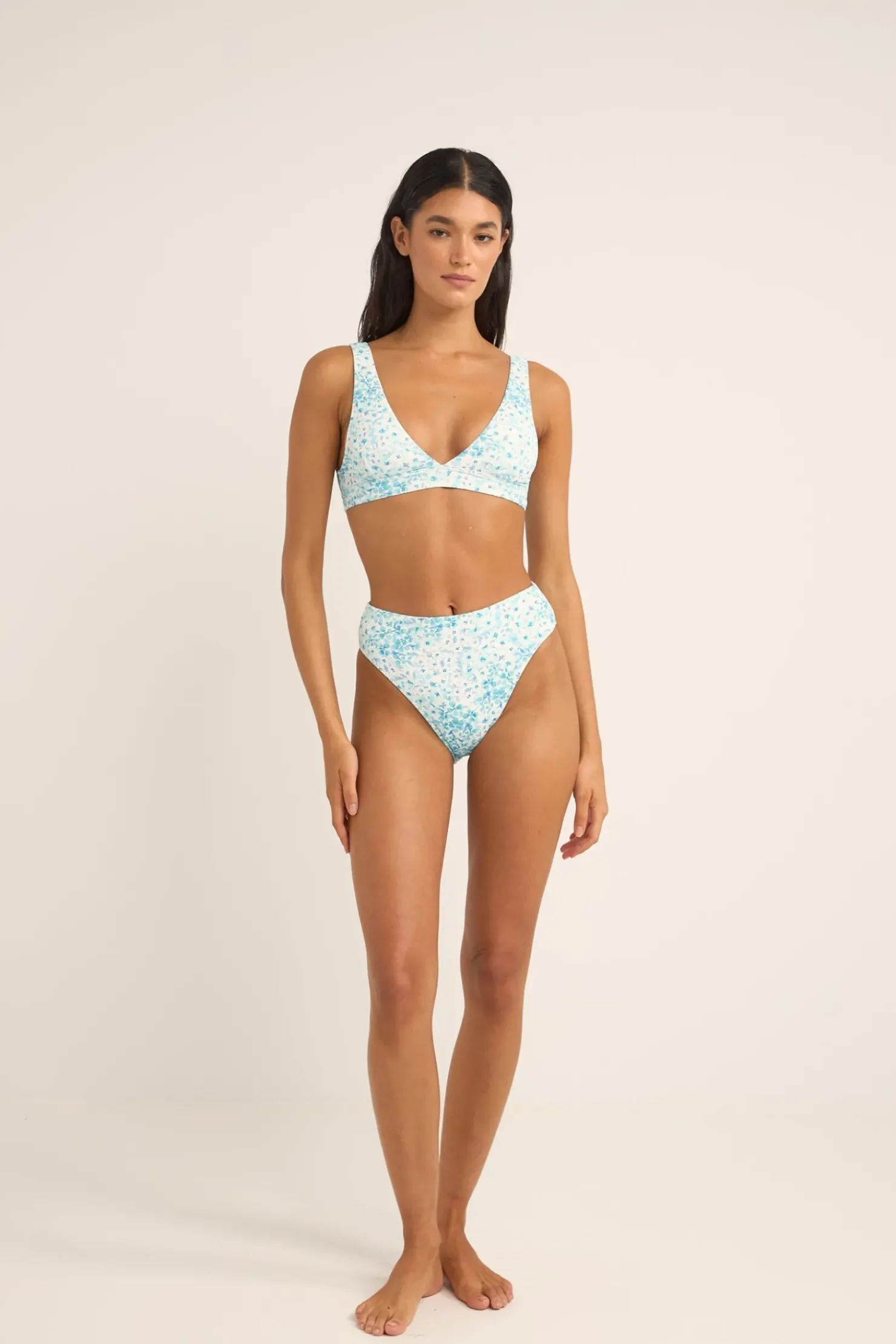 Rhythm Swim Bottoms*Serenity Floral Hi Waist Pant Blue