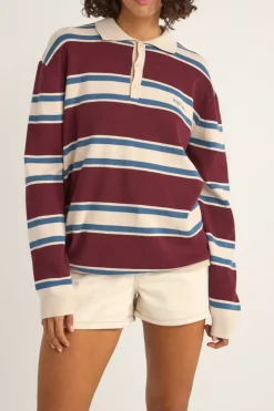 Rhythm Knits*Siglo Knit Ls Polo Burgundy