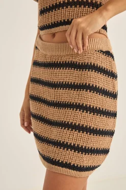 Rhythm Skirts*Sol Stripe Knit Mini Skirt Black