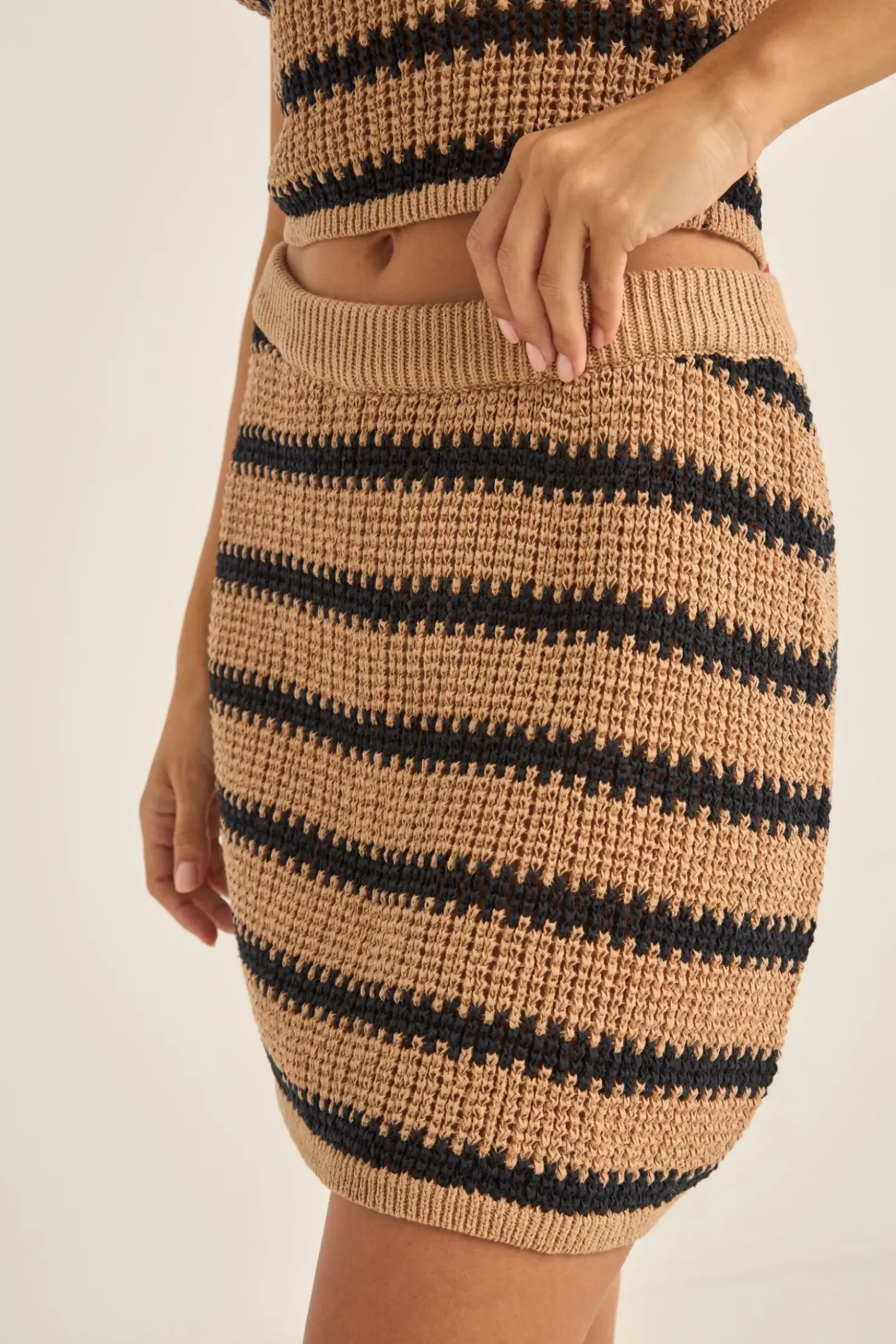 Rhythm Skirts*Sol Stripe Knit Mini Skirt Black
