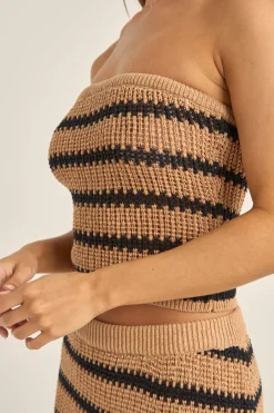 Rhythm Fashion Tops*Sol Stripe Strapless Knit Top Black