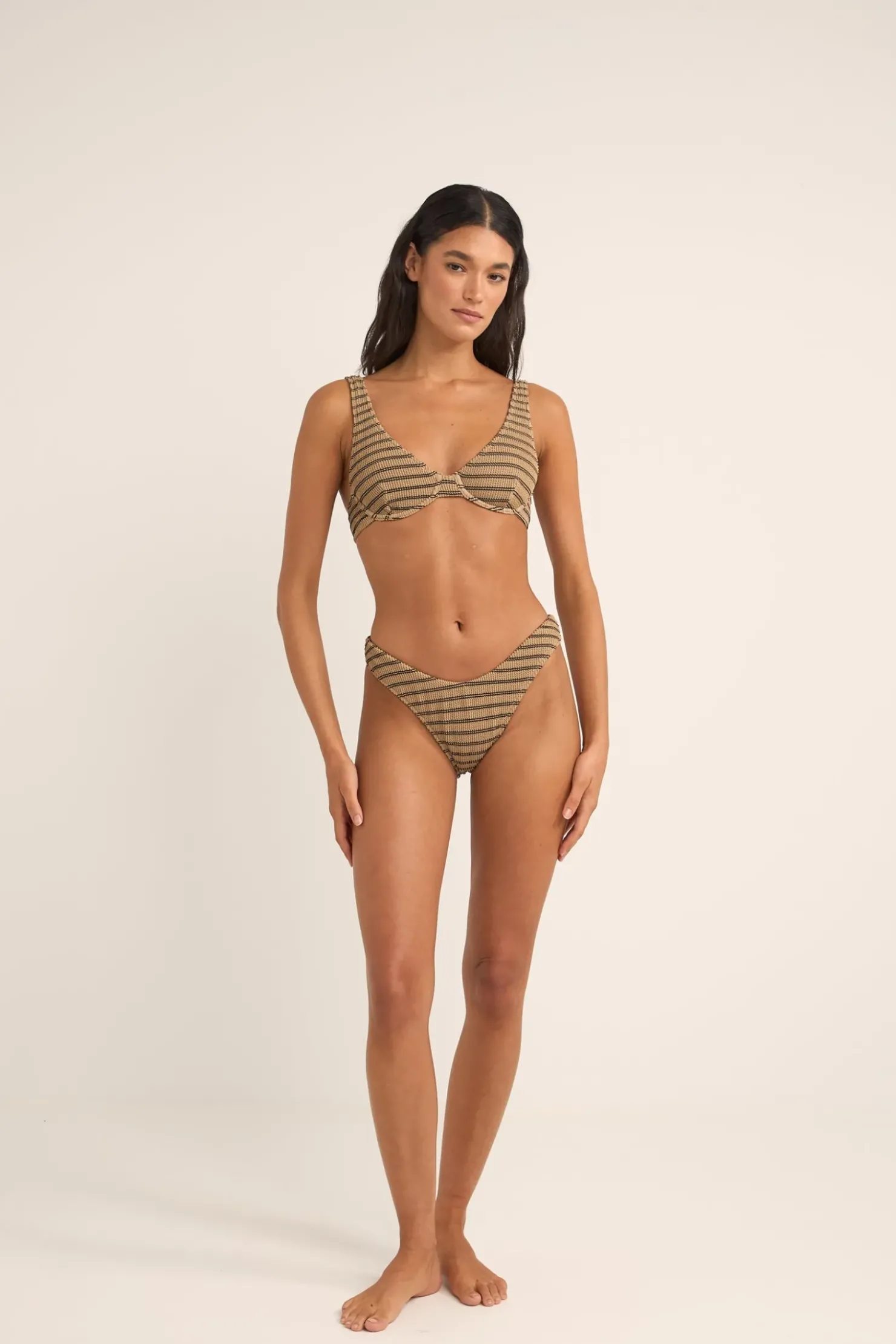 Rhythm Swim Tops*Sol Stripe Underwire Top Black