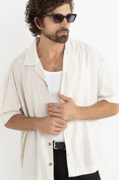 Rhythm Woven Shirts*Stripe Exchange Relaxed Ss Shirt Brown