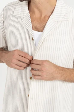 Rhythm Woven Shirts*Stripe Exchange Relaxed Ss Shirt Brown