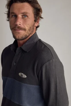 Rhythm Woven Shirts*Terry Vintage Ls Rugby Shirt Charcoal