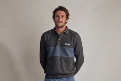 Rhythm Woven Shirts*Terry Vintage Ls Rugby Shirt Charcoal