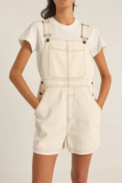 Rhythm Playsuits*Tides Short Overall Cream