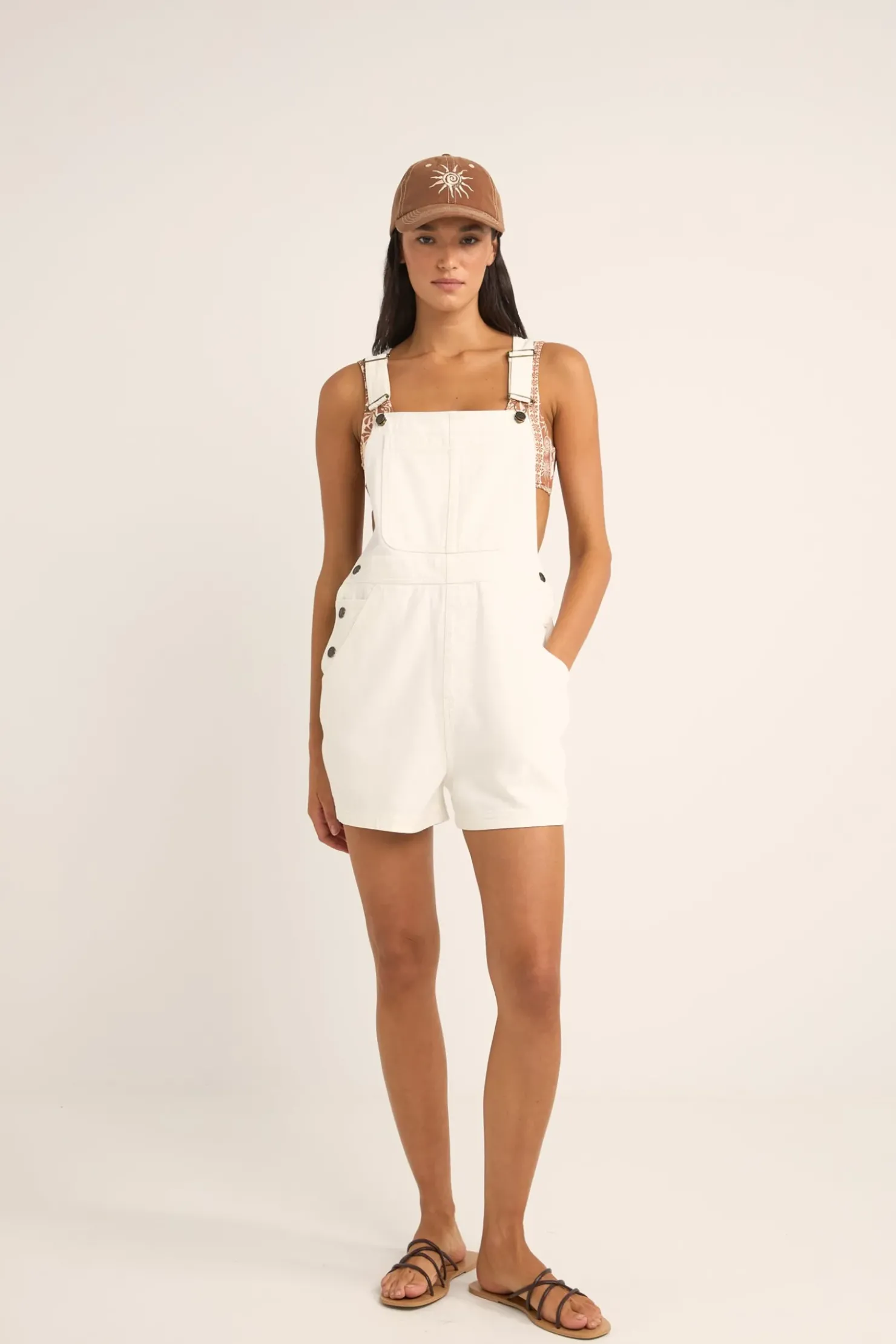 Rhythm Playsuits*Tides Short Overall White
