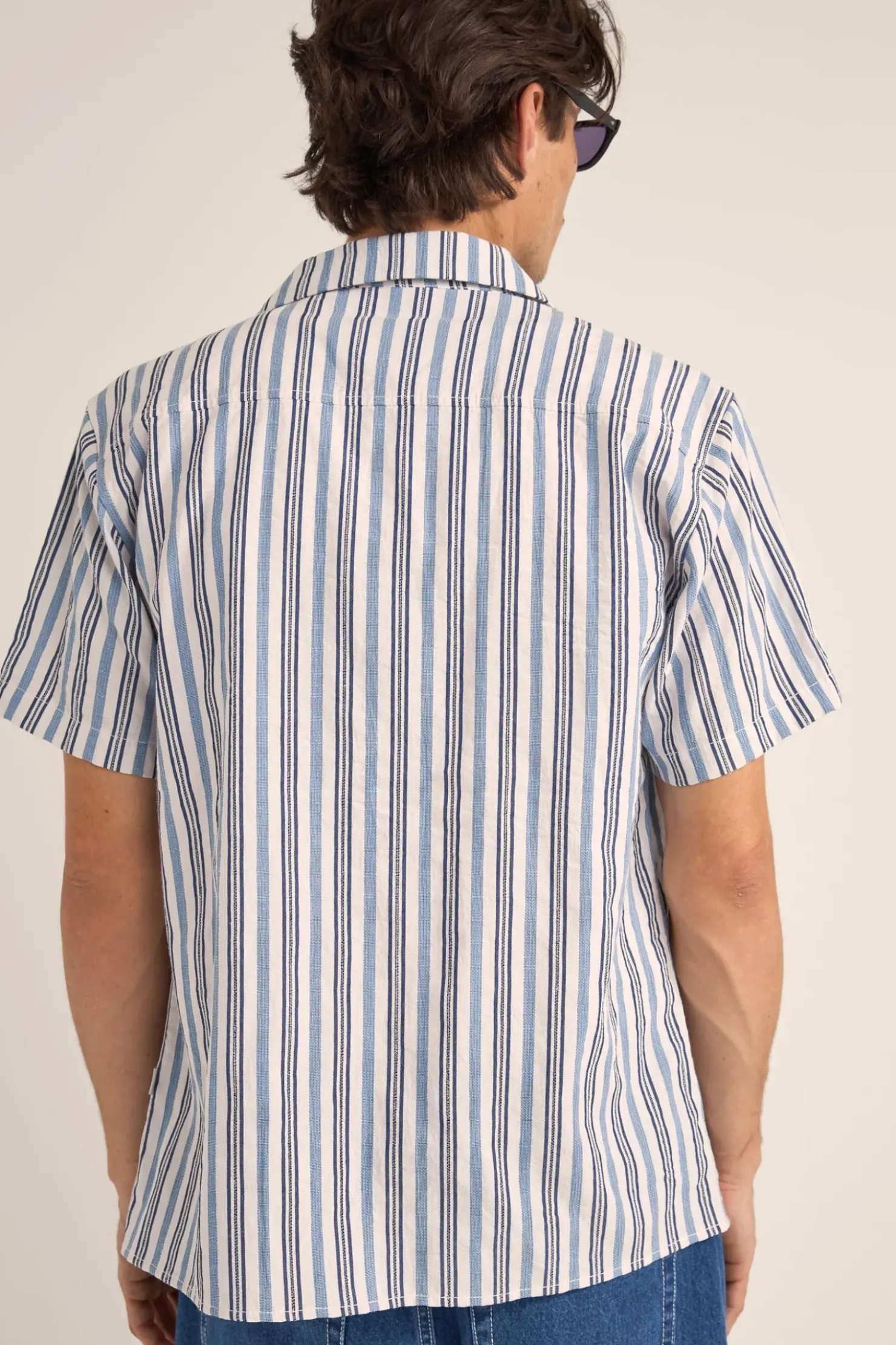 Rhythm Woven Shirts*Vacation Stripe Ss Shirt Blue