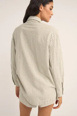 Rhythm Fashion Tops*Valley Stripe Oversized Shirt Ivy