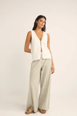 Rhythm Pants*Valley Stripe Wide Leg Pant Ivy