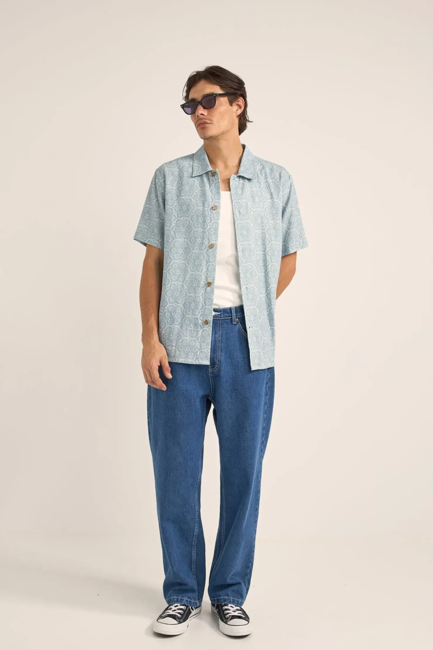 Rhythm Woven Shirts*Vera Ss Shirt Sky