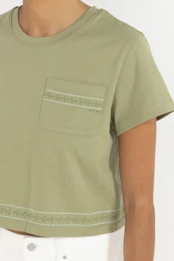 Rhythm T-shirts*Vintage Floral Crop Tee Sage