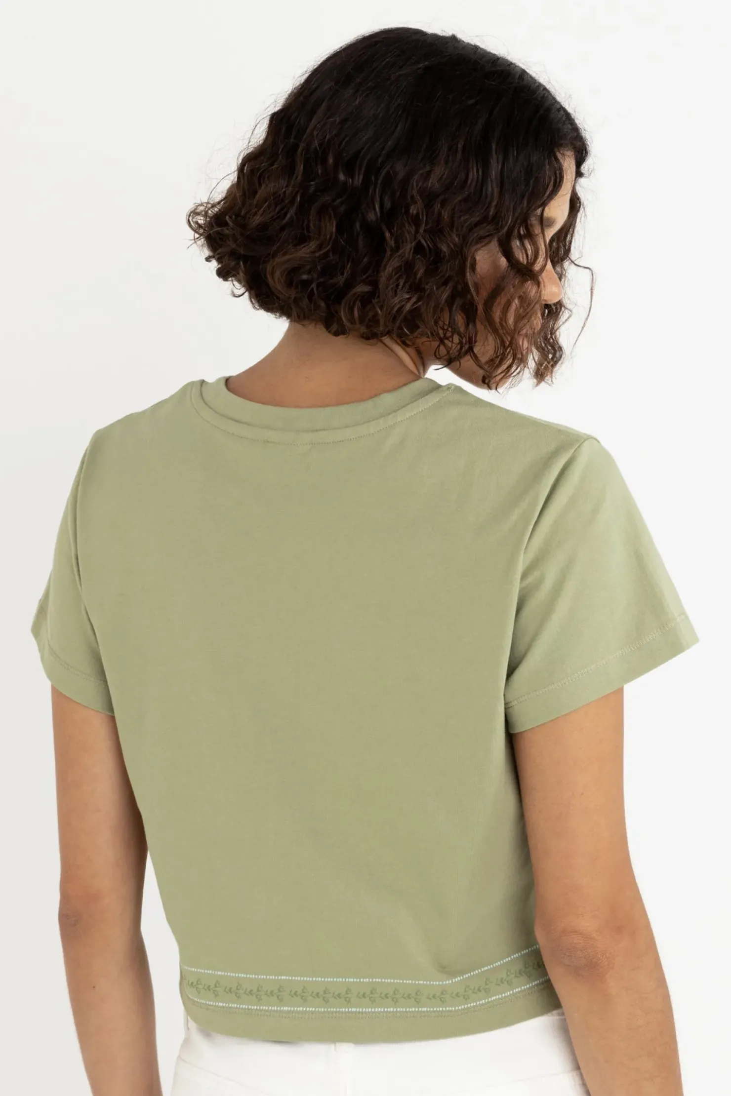 Rhythm T-shirts*Vintage Floral Crop Tee Sage