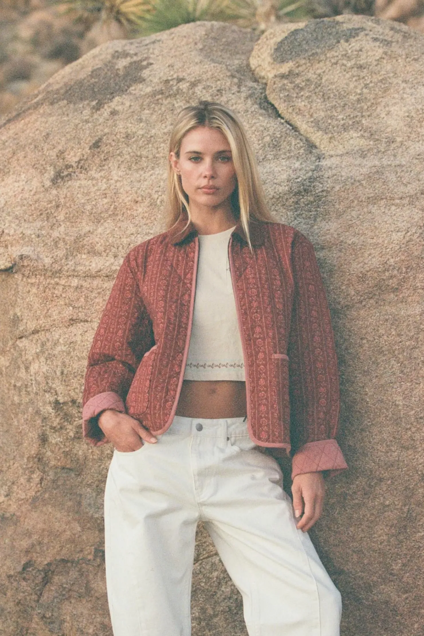 Rhythm Jackets*Vintage Floral Quilted Jacket Burgundy