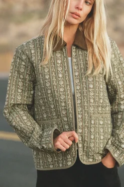 Rhythm Jackets*Vintage Floral Quilted Jacket Dusty Olive