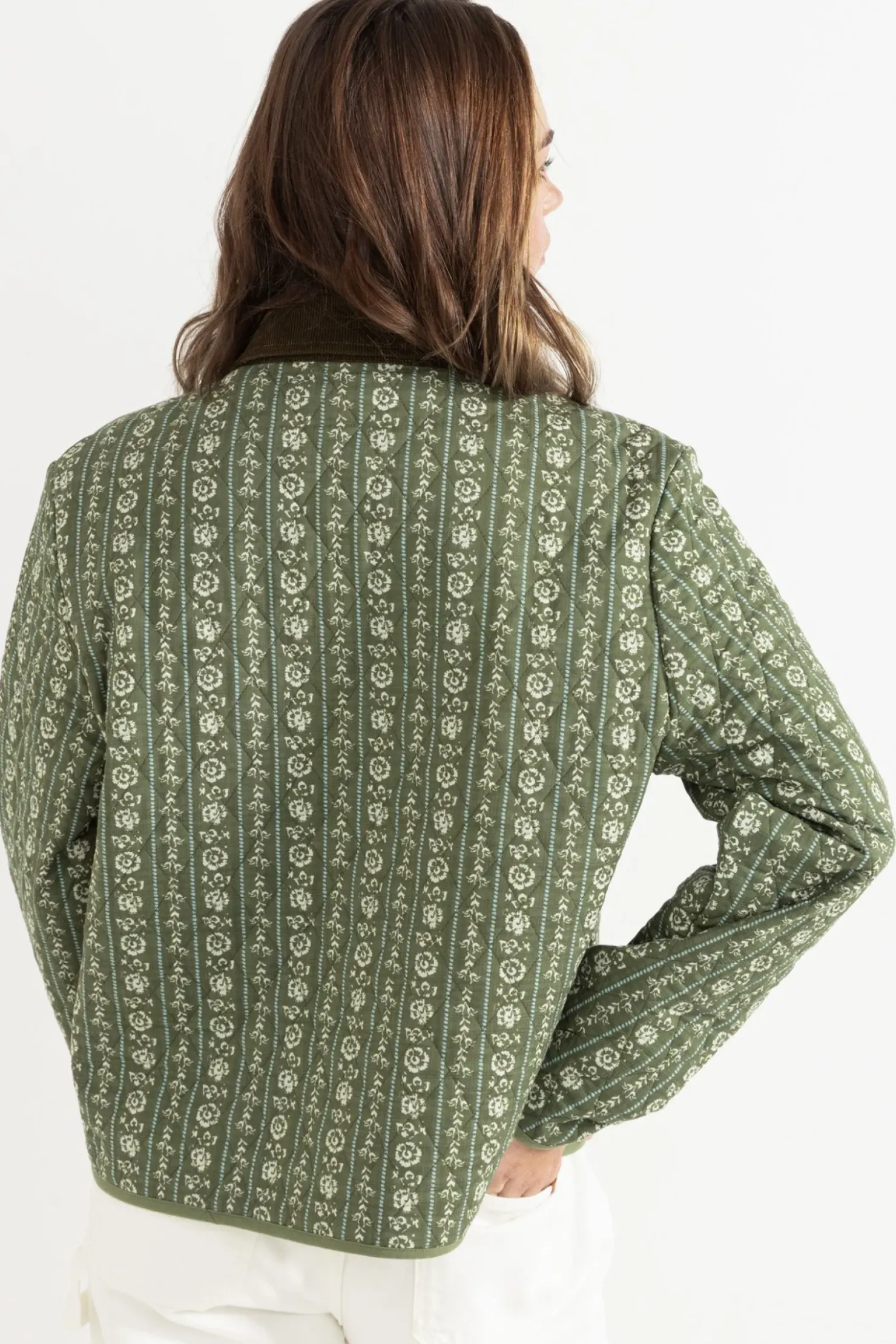 Rhythm Jackets*Vintage Floral Quilted Jacket Dusty Olive