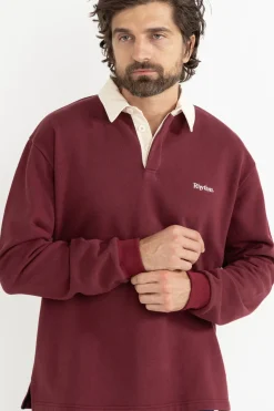 Rhythm Woven Shirts*Vintage Rugby Ls Polo Merlot