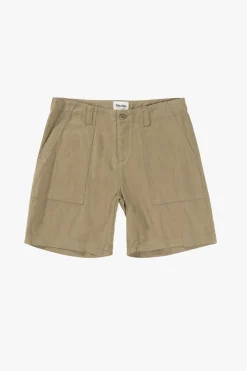Rhythm Shorts*Worn Path Textured Linen Short Olive