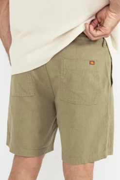 Rhythm Shorts*Worn Path Textured Linen Short Olive