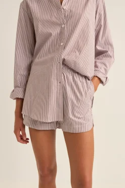 Rhythm Overswim|Shorts*Zephyr Stripe Beach Short Chocolate