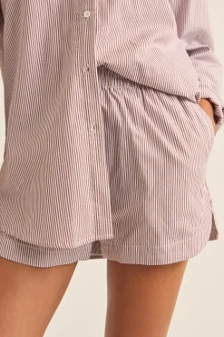 Rhythm Overswim|Shorts*Zephyr Stripe Beach Short Chocolate